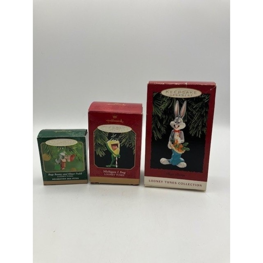 Hallmark Christmas Keepsake‎ Ornaments(4)Bugs Elmer Fudd Michigan J Frog & Santa